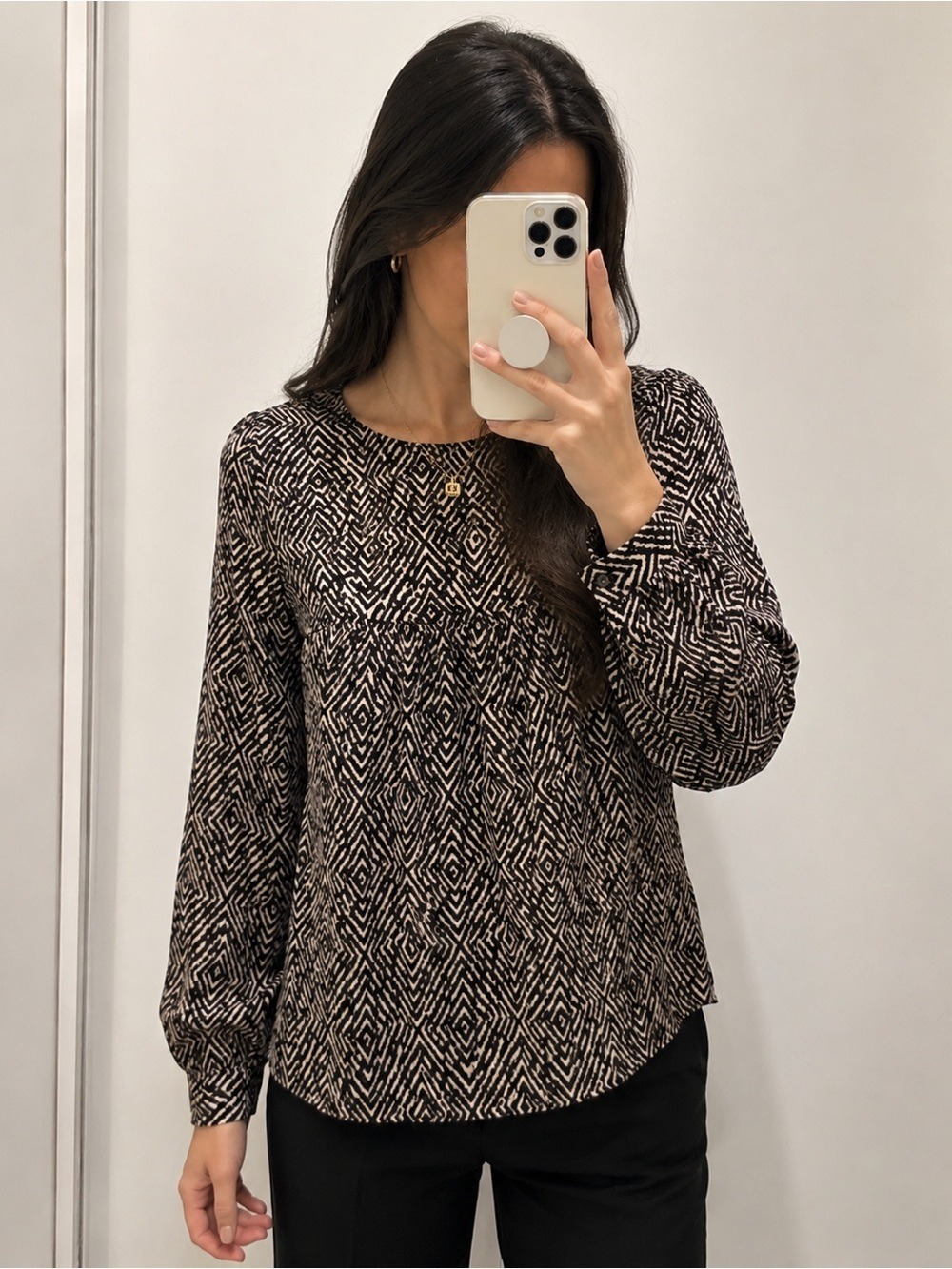LOFT Geometric Print Flowy Blouse – Size Medium